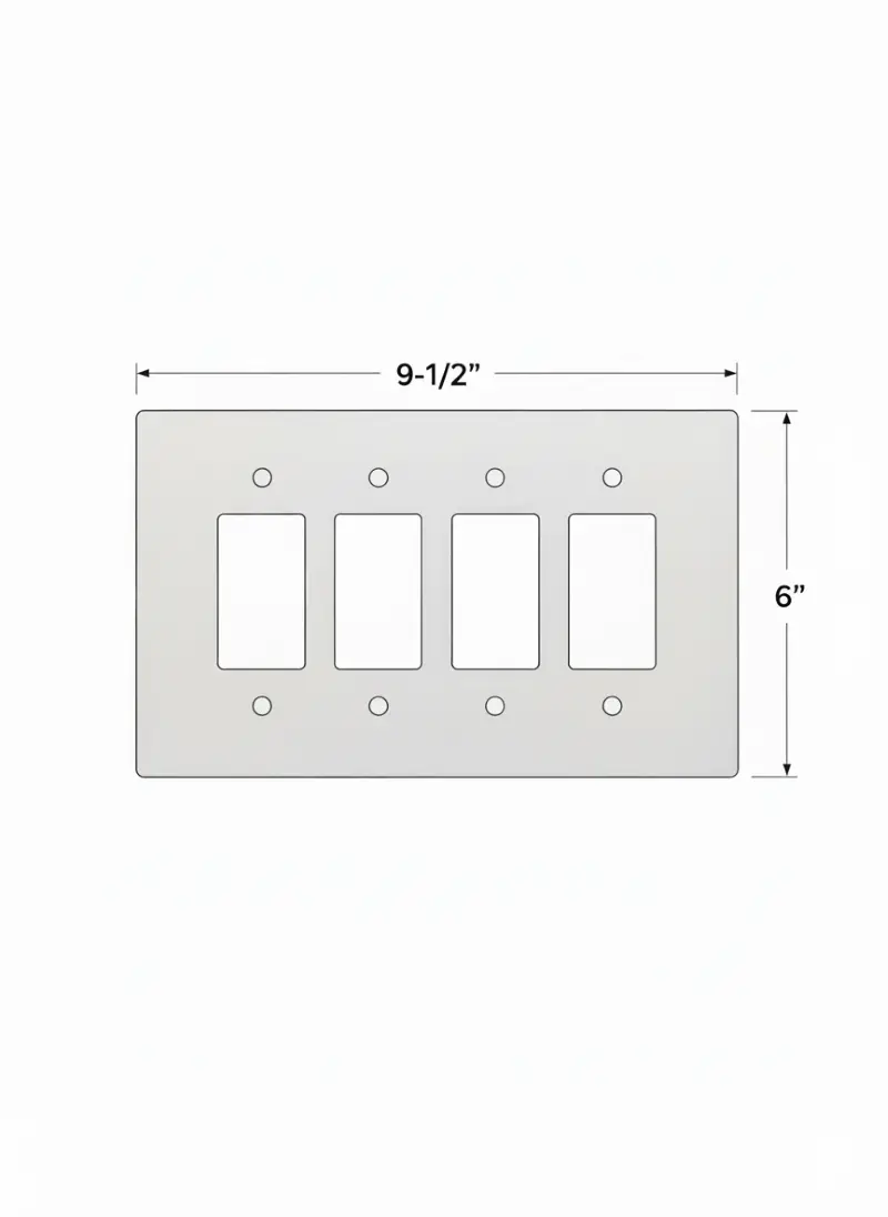 4 Gang Decora Light Switch / GFCI Outlet Wall Plate, 6x9-1/2 inch 3 Oversize Electrical Wall Cover Plate Extra Large Jumbo GFCI Receptacle Outlet Rocker Decora Paddle Switch 4 Gang