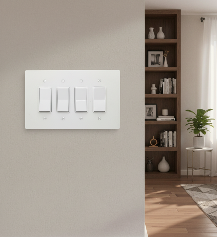 4 Gang Decora Light Switch / GFCI Outlet Wall Plate, 6x9-1/2 inch 4 Oversize Electrical Wall Cover Plate Extra Large Jumbo GFCI Receptacle Outlet Rocker Decora Paddle Switch 4 Gang