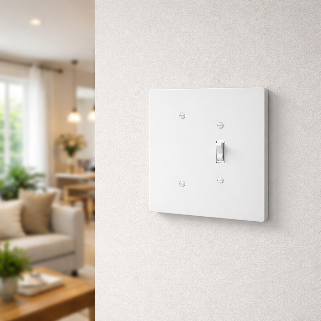 2 Gang Combination Toggle Light Switch + Blank Wall Plate, 6x6 inch 5 Oversize Combination Electrical Wall Cover Plate Extra Large Toggle Flip Light Switch and Blank 2 Gang