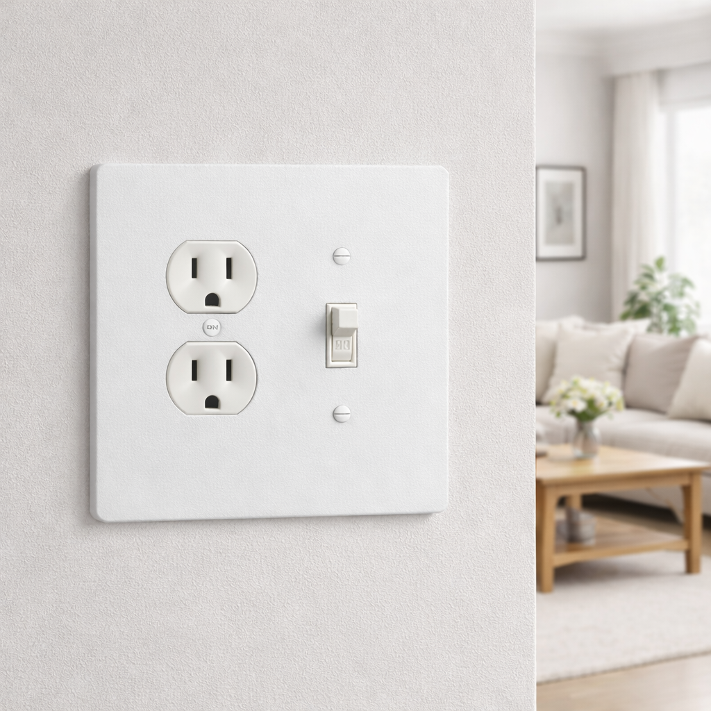 2 Gang Combination Toggle Light Switch + Duplex Outlet Wall Plate, 6x6 inch 6 Oversize Combination Electrical Wall Cover Plate Extra Large Jumbo Duplex Receptacle Outlet Toggle Flip Light Switch 2 Gang