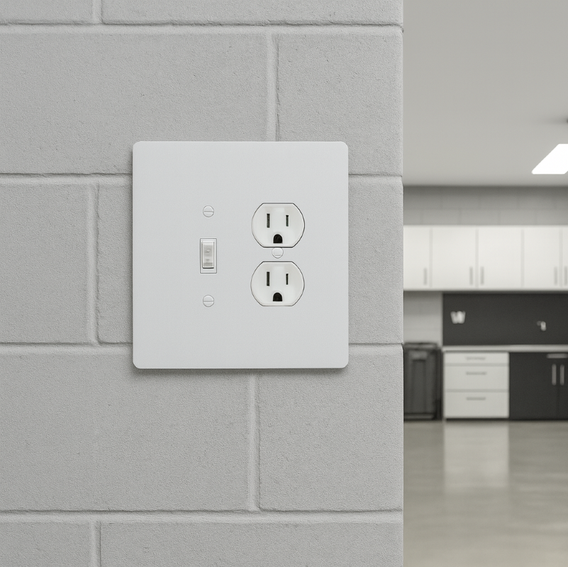 2 Gang Combination Toggle Light Switch + Duplex Outlet Wall Plate, 6x6 inch 4 Oversize Combination Electrical Wall Cover Plate Extra Large Jumbo Duplex Receptacle Outlet Toggle Flip Light Switch 2 Gang