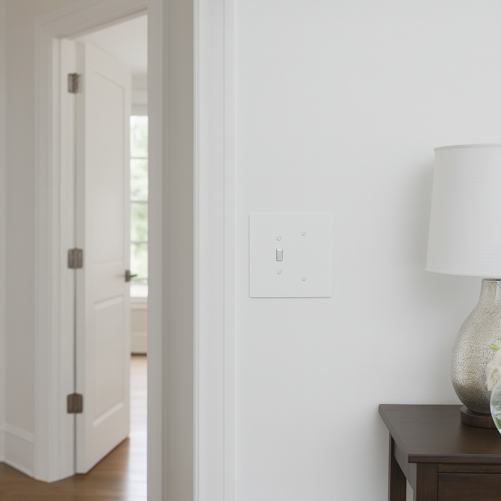 2 Gang Combination Toggle Light Switch + Blank Wall Plate, 6x6 inch 7 Oversize Combination Electrical Wall Cover Plate Extra Large Toggle Flip Light Switch and Blank 2 Gang