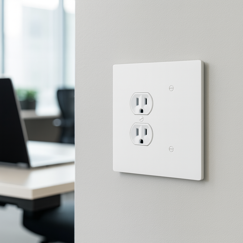 2 Gang Combination Duplex Outlet + Blank Wall Plate, 6x6 inch 5 Oversize Combination Electrical Wall Cover Plate Extra Large Duplex Receptacle Outlet and Blank 2 Gang