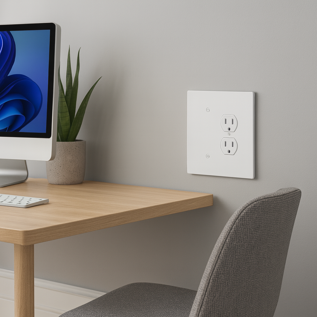 2 Gang Combination Duplex Outlet + Blank Wall Plate, 6x6 inch 7 Oversize Combination Electrical Wall Cover Plate Extra Large Duplex Receptacle Outlet and Blank 2 Gang