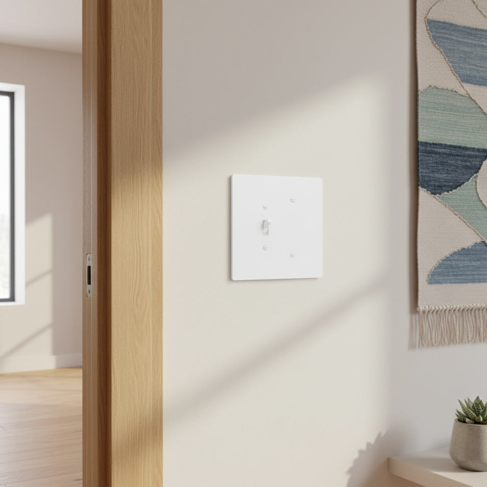 2 Gang Combination Toggle Light Switch + Blank Wall Plate, 6x6 inch 3 Oversize Combination Electrical Wall Cover Plate Extra Large Toggle Flip Light Switch and Blank 2 Gang