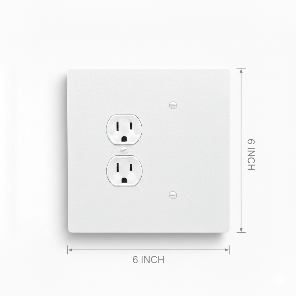 2 Gang Combination Duplex Outlet + Blank Wall Plate, 6x6 inch 3 Oversize Combination Electrical Wall Cover Plate Extra Large Duplex Receptacle Outlet and Blank 2 Gang