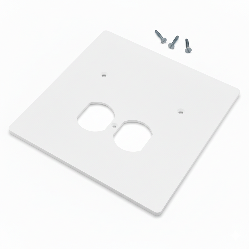 2 Gang Combination Duplex Outlet + Blank Wall Plate, 6x6 inch 2 Oversize Combination Electrical Wall Cover Plate Extra Large Duplex Receptacle Outlet and Blank 2 Gang