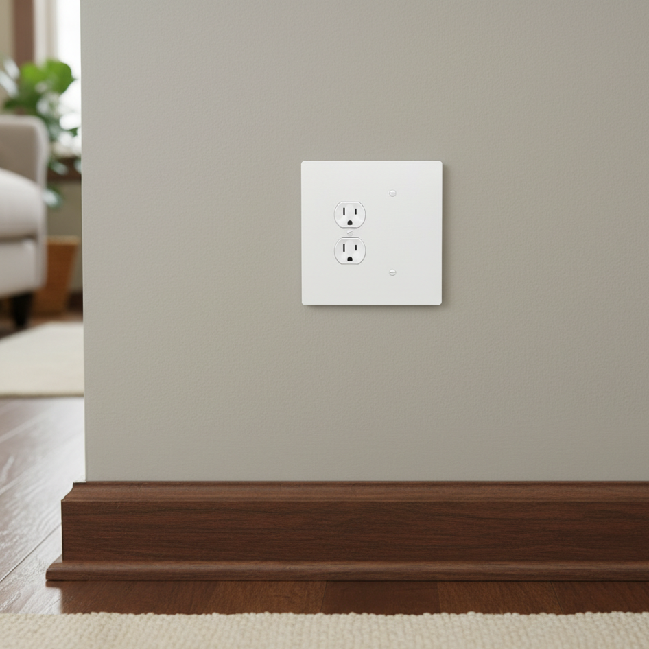 2 Gang Combination Duplex Outlet + Blank Wall Plate, 6x6 inch 4 Oversize Combination Electrical Wall Cover Plate Extra Large Duplex Receptacle Outlet and Blank 2 Gang