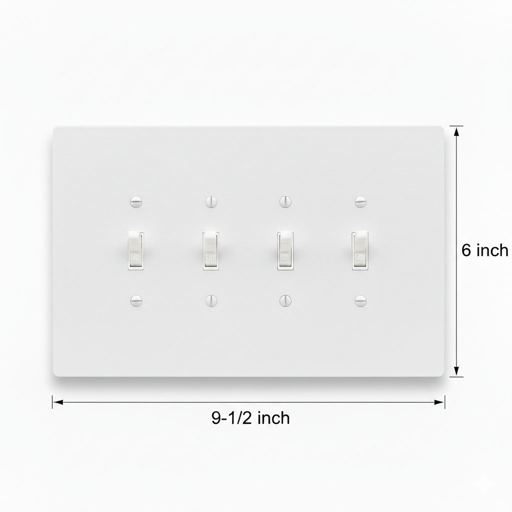 4 Gang Toggle Light Switch Cover, 6x9-1/2 inch 3 Oversize Electrical Wall Cover Plate Extra Large Jumbo Toggle Flip Light Switch 4 Gang