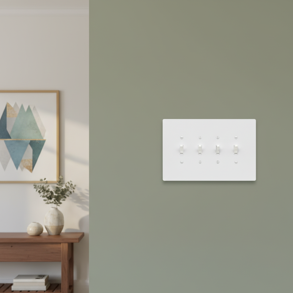 4 Gang Toggle Light Switch Cover, 6x9-1/2 inch 4 Oversize Electrical Wall Cover Plate Extra Large Jumbo Toggle Flip Light Switch Switch 4 Gang