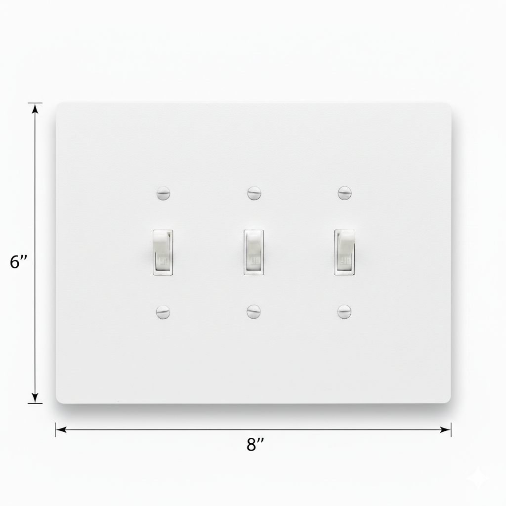 3 Gang Toggle Light Switch Cover, 6x8 inch 3 Oversize Electrical Wall Cover Plate Extra Large Jumbo Toggle Flip Light Switch 3 Gang