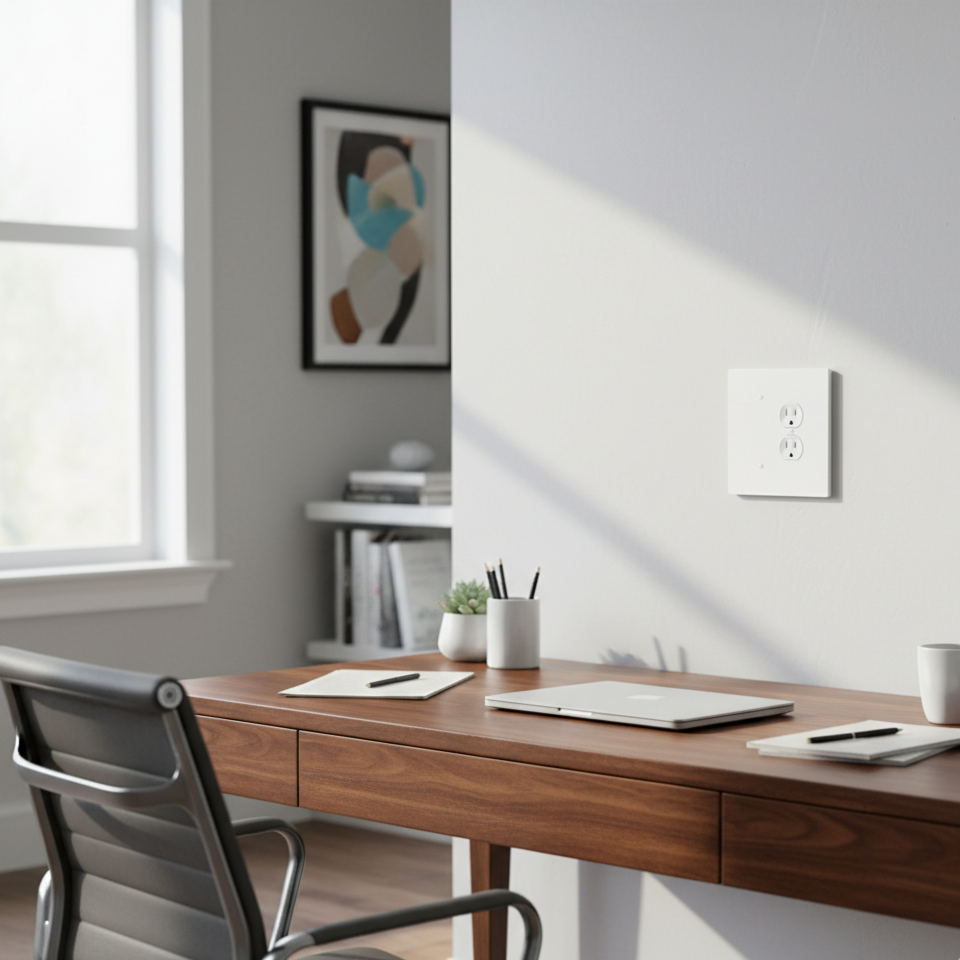 2 Gang Combination Duplex Outlet + Blank Wall Plate, 6x6 inch 8 Oversize Combination Electrical Wall Cover Plate Extra Large Duplex Receptacle Outlet and Blank 2 Gang