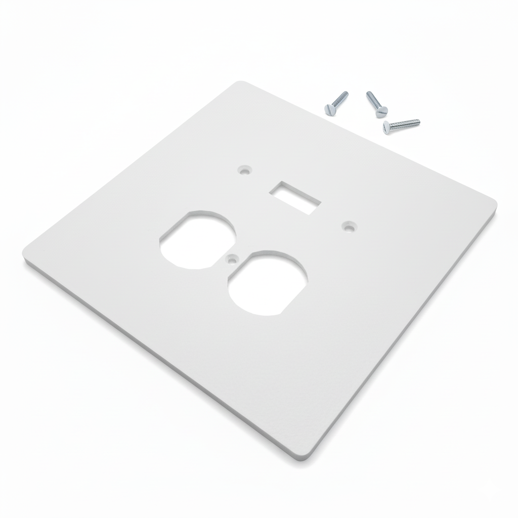 2 Gang Combination Toggle Light Switch + Duplex Outlet Wall Plate, 6x6 inch 2 Oversize Combination Electrical Wall Cover Plate Extra Large Jumbo Duplex Receptacle Outlet Toggle Flip Light Switch 2 Gang