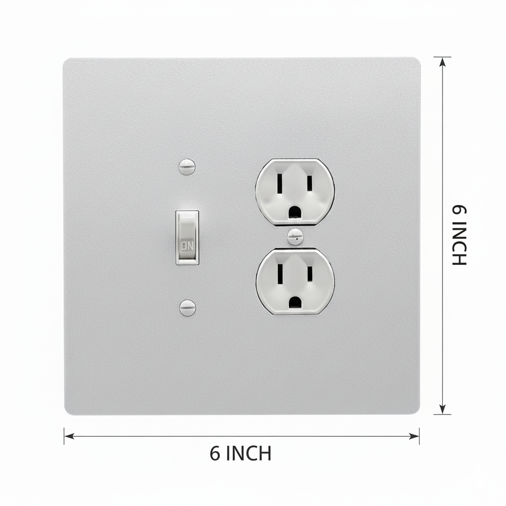 2 Gang Combination Toggle Light Switch + Duplex Outlet Wall Plate, 6x6 inch 3 Oversize Combination Electrical Wall Cover Plate Extra Large Jumbo Duplex Receptacle Outlet Toggle Flip Light Switch 2 Gang