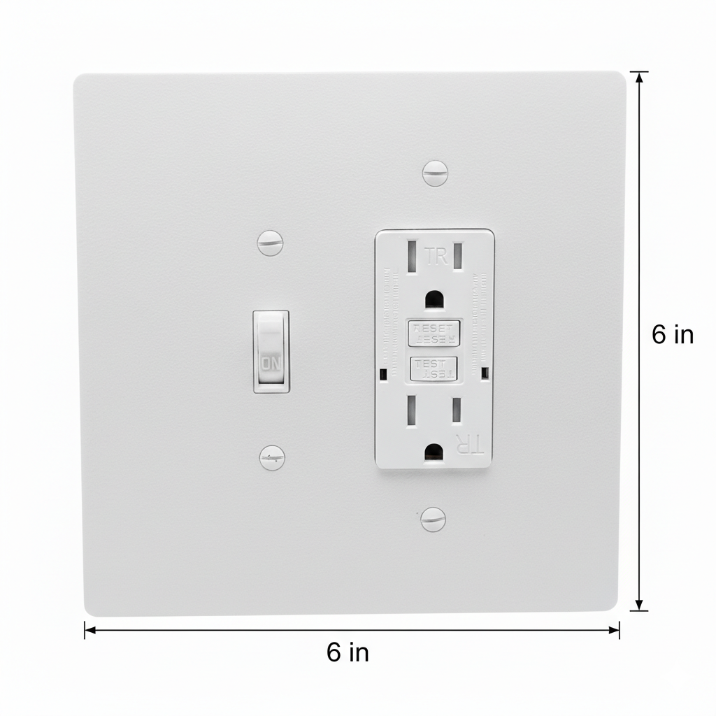 2 Gang Combination Toggle Light Switch + GFCI Outlet Wall Plate, 6x6 inch 3 Oversize Combination Electrical Wall Cover Plate Extra Large Toggle Flip Light Switch and GFCI Receptacle Outlet Rocker Decora Paddle Switch 2 Gang