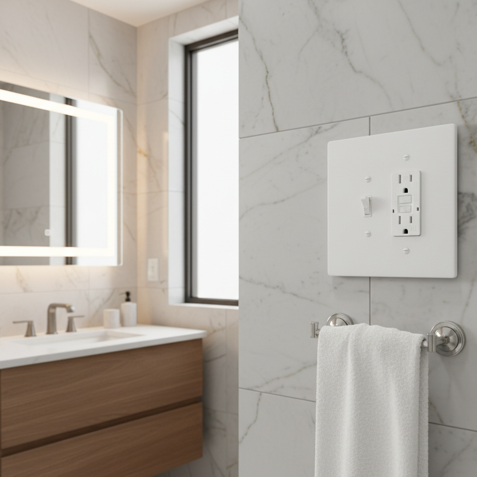 2 Gang Combination Toggle Light Switch + GFCI Outlet Wall Plate, 6x6 inch 6 How to Cover Large Outlet Openings