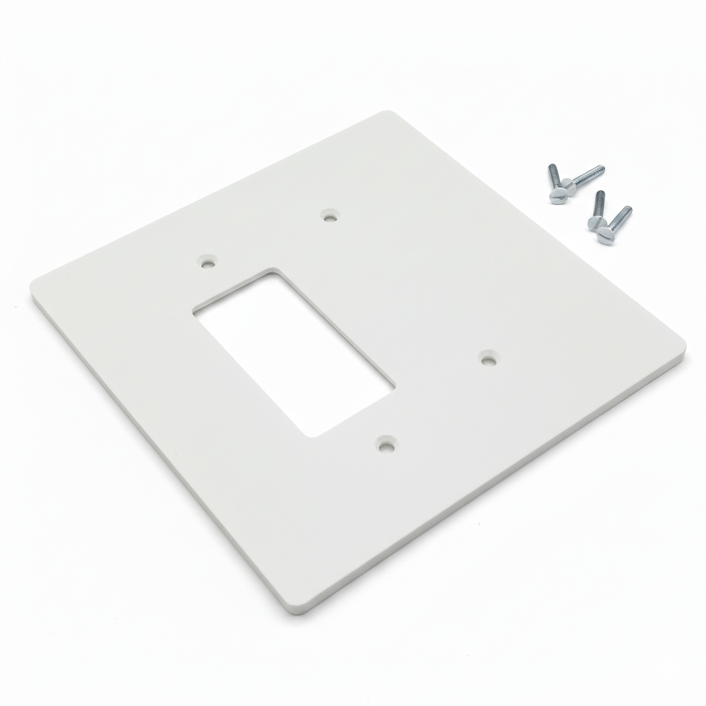 2 Gang Combination GFCI Electric Outlet + Blank Wall Plate, 6x6 inch 2 Oversize Combination Electrical Wall Cover Plate Extra Large Jumbo DGFCI Receptacle Outlet Rocker Decora Paddle Switch and Blank 2 Gang