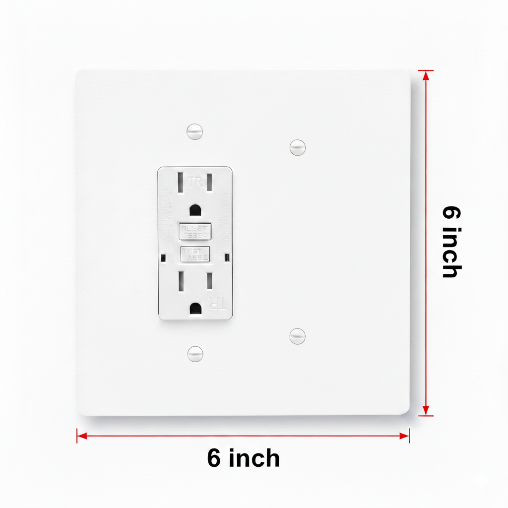 2 Gang Combination GFCI Electric Outlet + Blank Wall Plate, 6x6 inch 3 Oversize Combination Electrical Wall Cover Plate Extra Large Jumbo DGFCI Receptacle Outlet Rocker Decora Paddle Switch and Blank 2 Gang