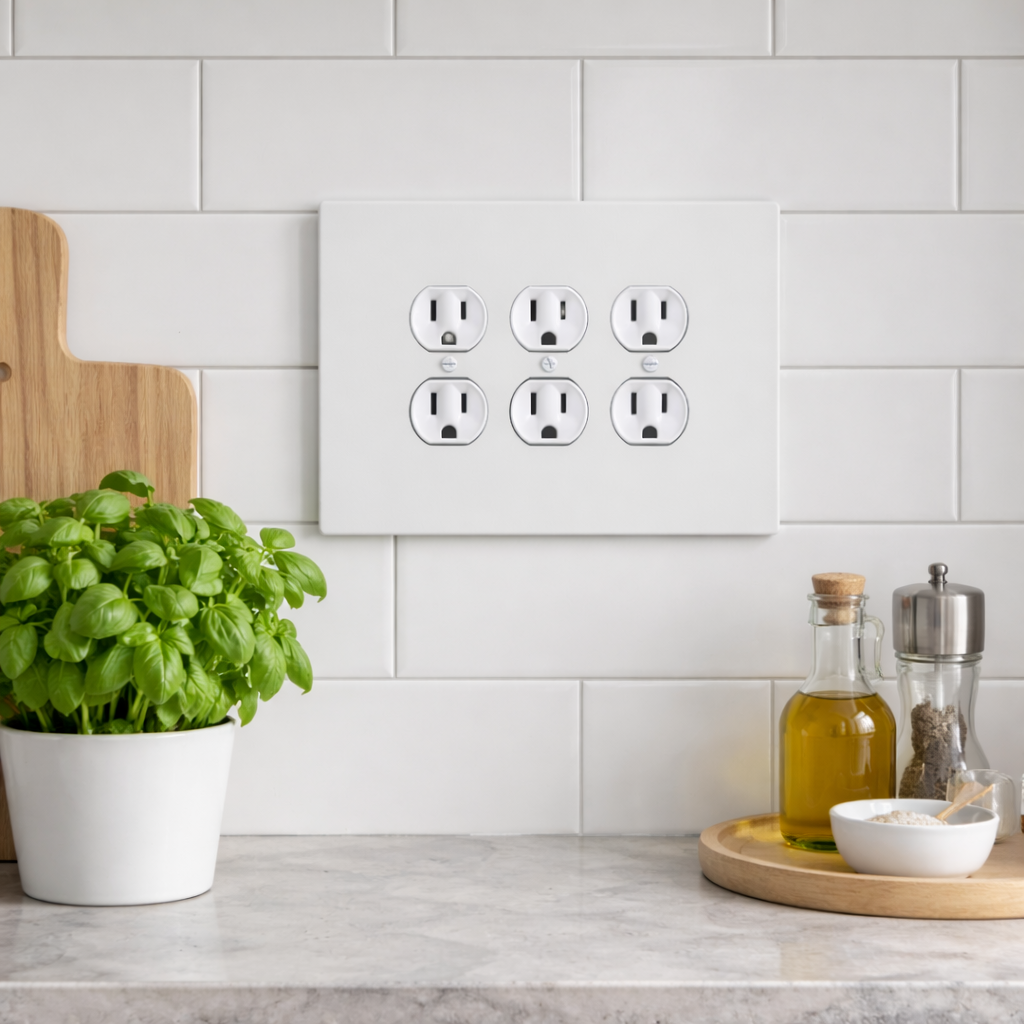 3 Gang Duplex Electric Outlet Wall Plate, 6x8 inch 5 Oversize Electrical Wall Cover Plate Extra Large Jumbo Duplex Receptacle Outlet 3 gang