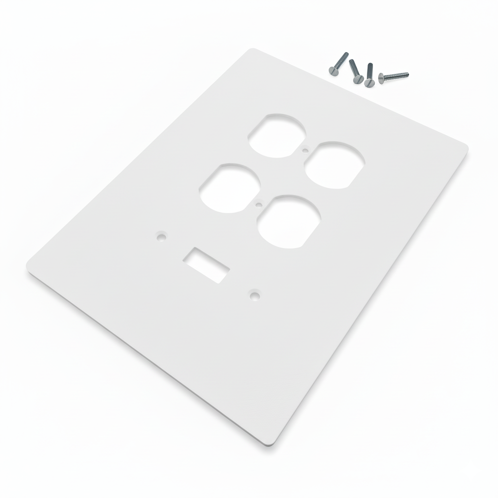 3 Gang Combination Toggle Light Switch + Duplex Outlet Wall Plate, 6x8 inch 2 Oversize Combination Electrical Wall Cover Plate Extra Large Jumbo Duplex Receptacle Outlet and Toggle Flip Light Switch 3 Gang