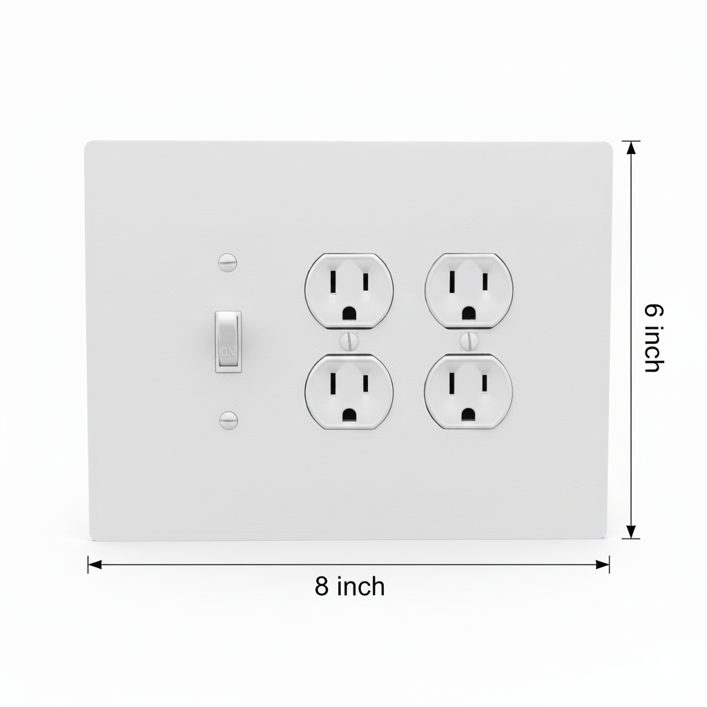 3 Gang Combination Toggle Light Switch + Duplex Outlet Wall Plate, 6x8 inch 3 Oversize Combination Electrical Wall Cover Plate Extra Large Jumbo Duplex Receptacle Outlet and Toggle Flip Light Switch 3 Gang