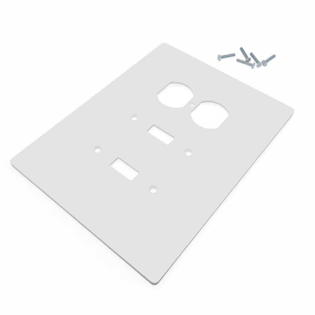 3 Gang Combination Toggle Light Switch + Duplex Outlet Wall Plate, 6x8 inch 3 Oversize Combination Electrical Wall Cover Plate Extra Large Jumbo Duplex Receptacle Outlet and Toggle Flip Light Switch 3 Gang