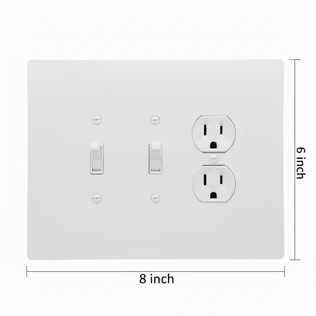 3 Gang Combination Toggle Light Switch + Duplex Outlet Wall Plate, 6x8 inch 2 Oversize Combination Electrical Wall Cover Plate Extra Large Jumbo Duplex Receptacle Outlet and Toggle Flip Light Switch 3 Gang