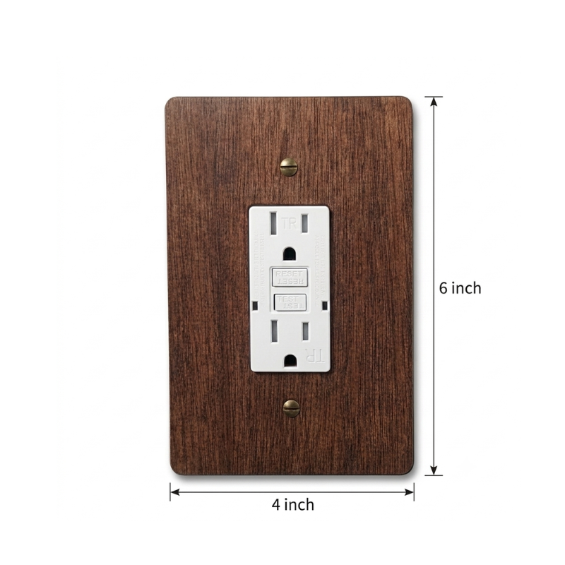 GFCI / Decora Light Switch Cover - Hardwood, Dark Brown, 4×6 inch 5 Decorative Hardwood Wall Plate