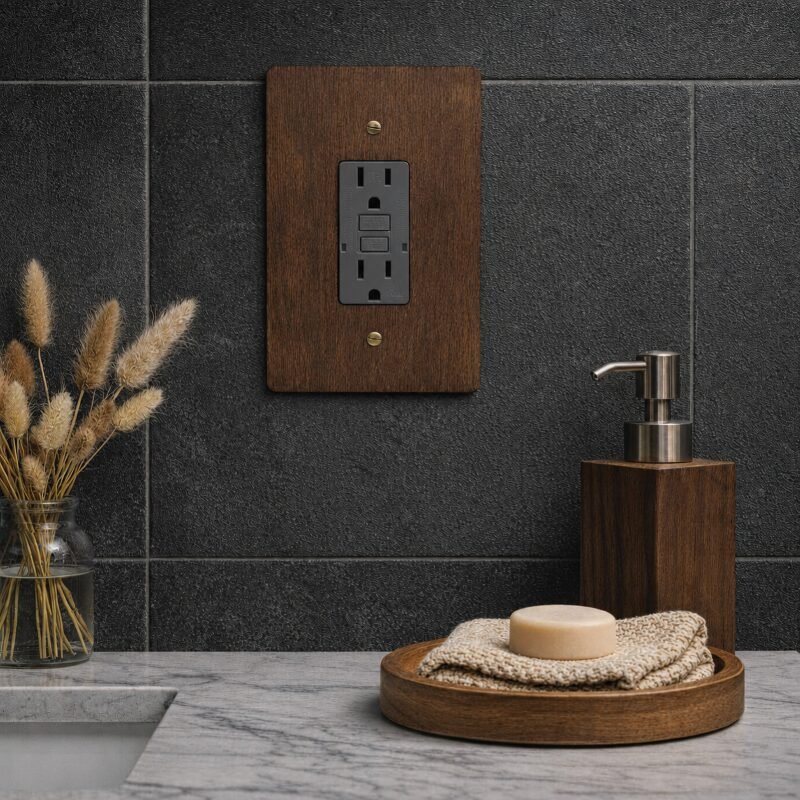 GFCI / Decora Light Switch Cover - Hardwood, Dark Brown, 4×6 inch 9 Oversize Electrical Wall Cover Plate Extra Large Jumbo GFCI Receptacle Outlet Rocker Decora Paddle Switch 1 Gang