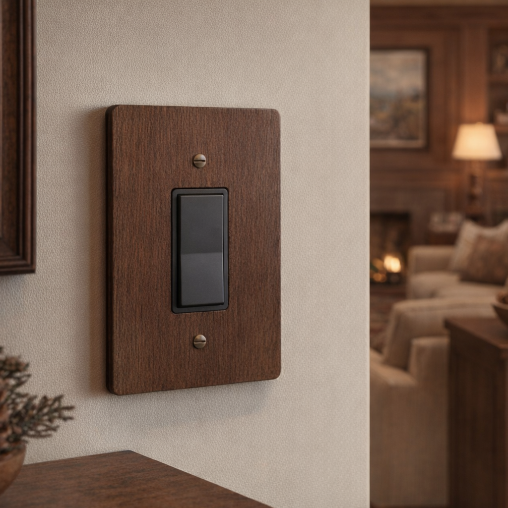 GFCI / Decora Light Switch Cover - Hardwood, Dark Brown, 4×6 inch 7 Oversize Electrical Wall Cover Plate Extra Large Jumbo GFCI Receptacle Outlet Rocker Decora Paddle Switch 1 Gang