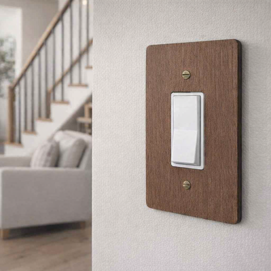 GFCI / Decora Light Switch Cover - Hardwood, Dark Brown, 4×6 inch 5 Jumbo Wall Plates