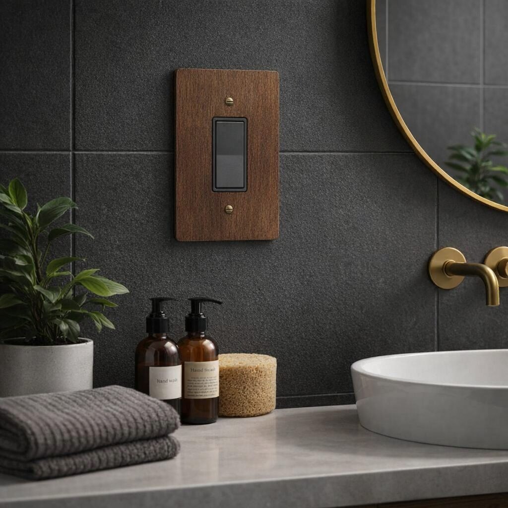 GFCI / Decora Light Switch Cover - Hardwood, Dark Brown, 4×6 inch 4 Oversize Electrical Wall Cover Plate Extra Large Jumbo GFCI Receptacle Outlet Rocker Decora Paddle Switch 1 Gang