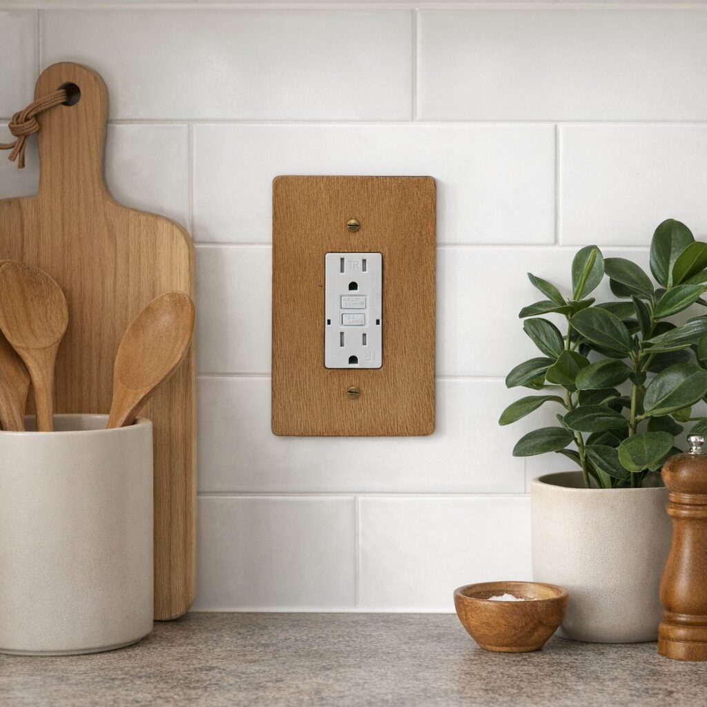 GFCI / Decora Light Switch Cover - Hardwood, 4×6 inch 8 Oversize Electrical Wall Cover Plate Extra Large Jumbo GFCI Receptacle Outlet Rocker Decora Paddle Switch 1 Gang