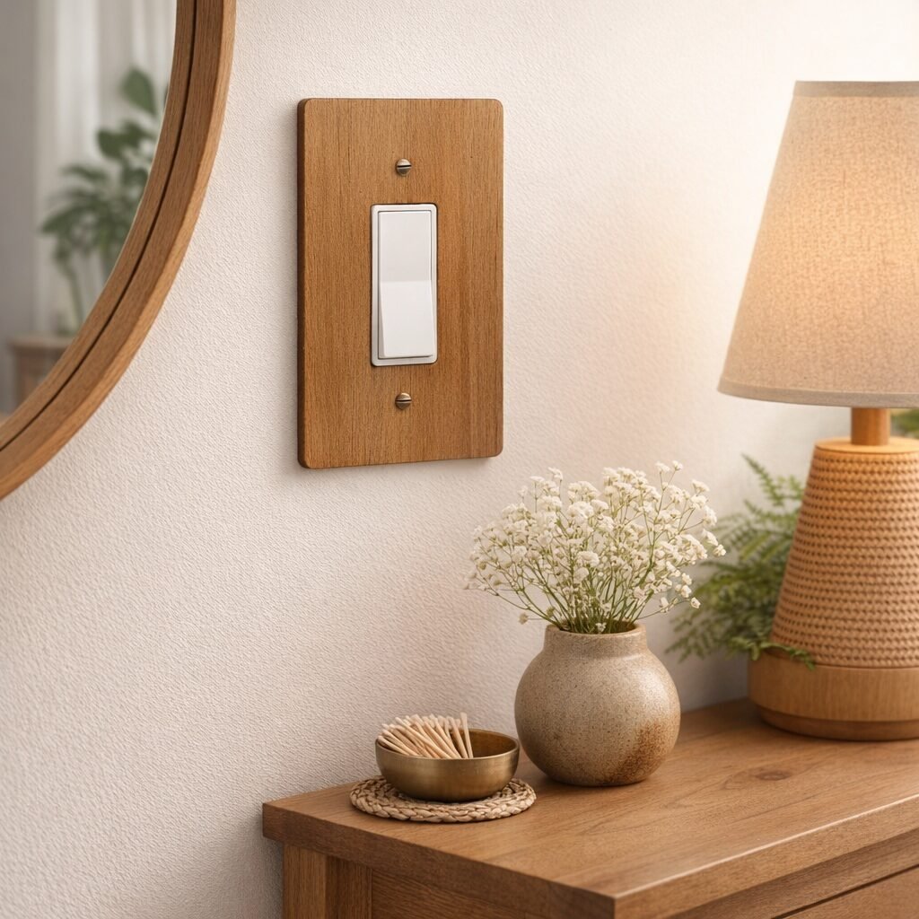 GFCI / Decora Light Switch Cover - Hardwood, 4×6 inch 4 Oversize Electrical Wall Cover Plate Extra Large Jumbo GFCI Receptacle Outlet Rocker Decora Paddle Switch 1 Gang