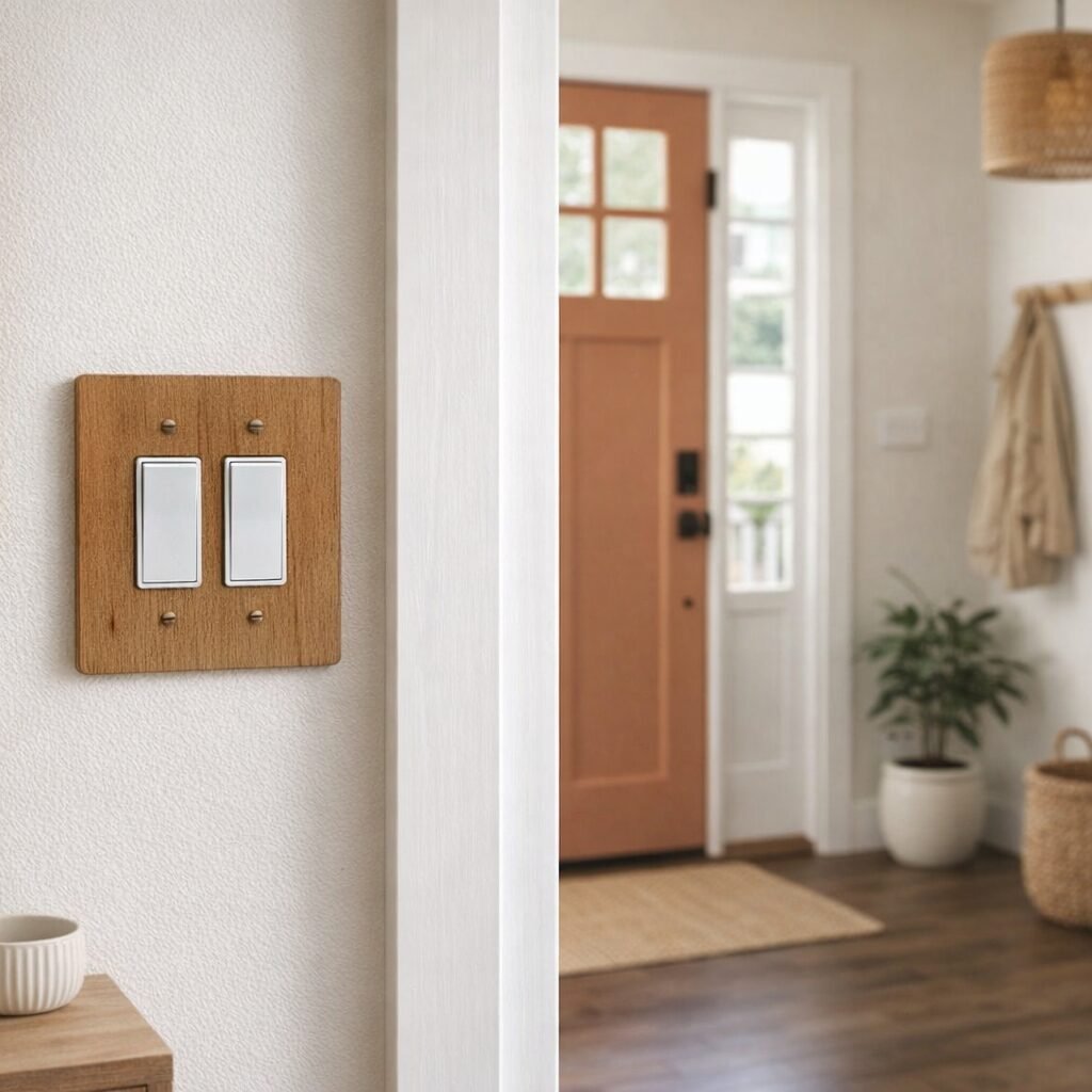 2 Gang GFCI / Decora Light Switch Cover - Hardwood, 6×6 inch 4 Oversize Electrical Wall Cover Plate Extra Large Jumbo GFCI Receptacle Outlet Rocker Decora Paddle Switch 2 Gang