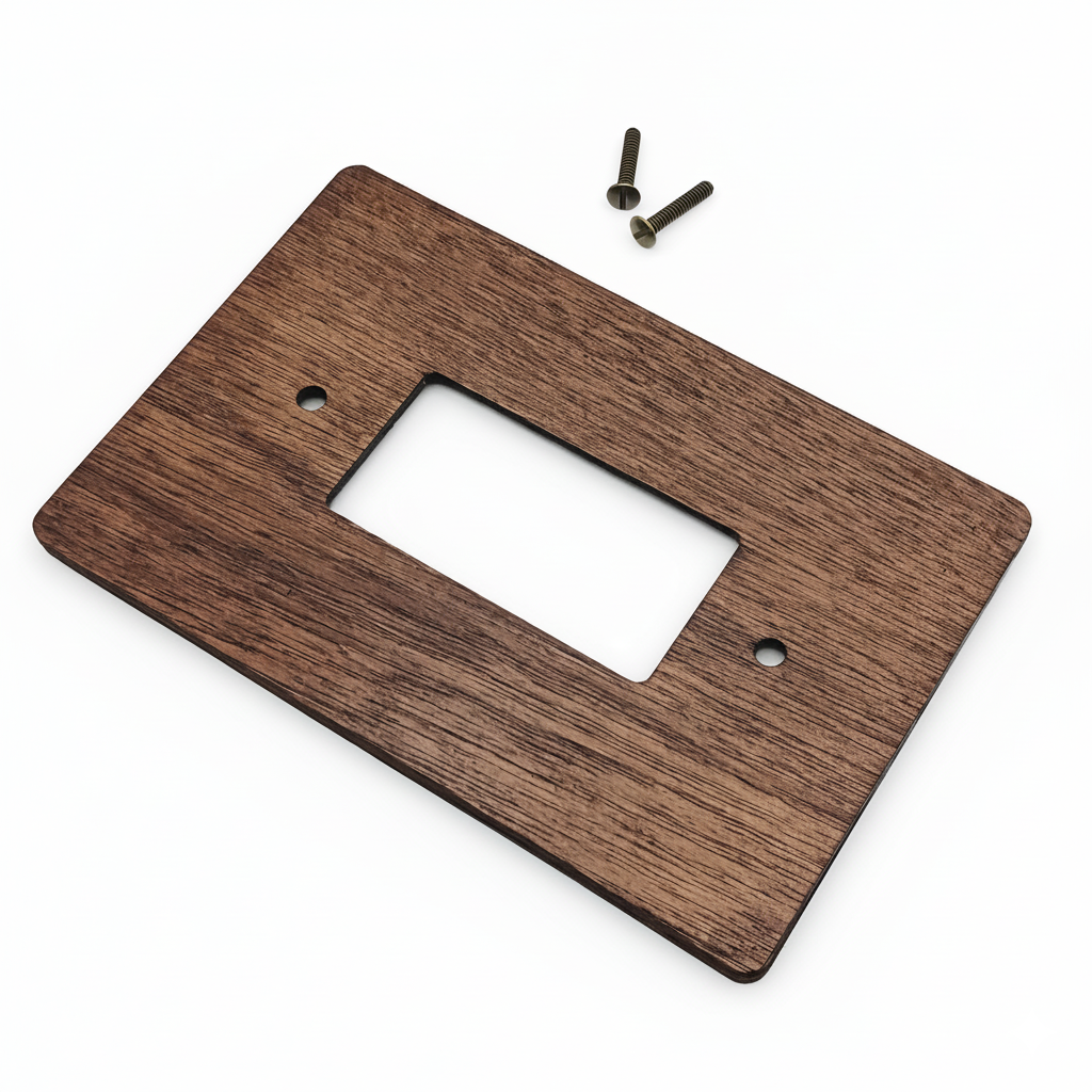 GFCI / Decora Light Switch Cover - Hardwood, Dark Brown, 4×6 inch 2 Oversize Electrical Wall Cover Plate Extra Large Jumbo GFCI Receptacle Outlet Rocker Decora Paddle Switch 1 Gang