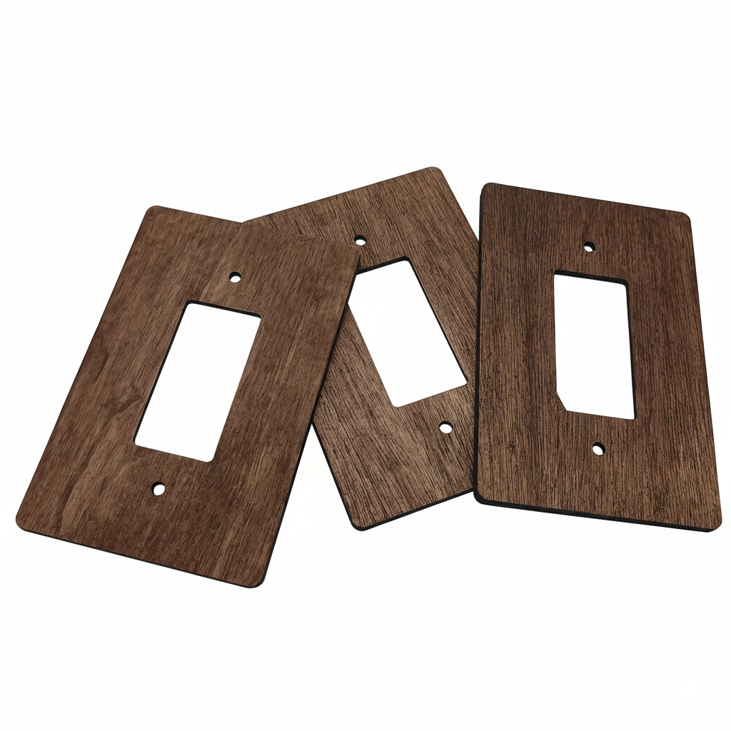 GFCI / Decora Light Switch Cover - Hardwood, Dark Brown, 4×6 inch 4 Oversize Electrical Wall Cover Plate Extra Large Jumbo GFCI Receptacle Outlet Rocker Decora Paddle Switch 1 Gang