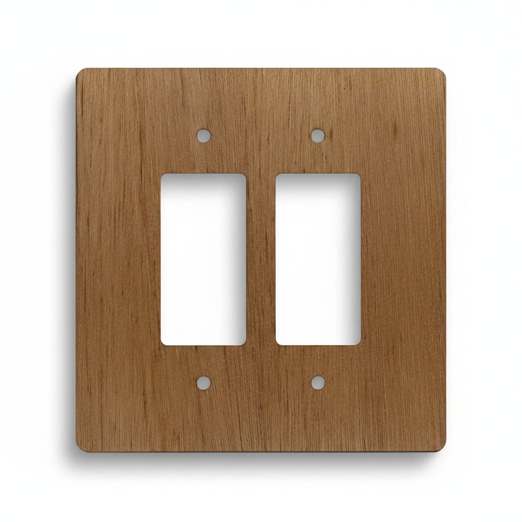 2 Gang GFCI / Decora Light Switch Cover - Hardwood, 6×6 inch 1 Decorative hardwood wall plate