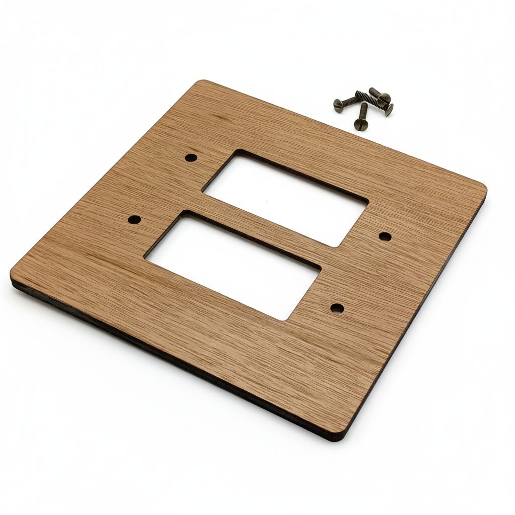 2 Gang GFCI / Decora Light Switch Cover - Hardwood, 6×6 inch 2 Oversize Electrical Wall Cover Plate Extra Large Jumbo GFCI Receptacle Outlet Rocker Decora Paddle Switch 2 Gang