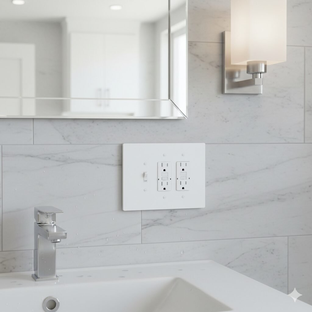 3 Gang Combination Toggle Light Switch + GFCI Outlet Wall Plate, 6x8 inch 5 Oversize Combination Electrical Wall Cover Plate Extra Large Jumbo GFCI Receptacle Outlet Rocker Decora Paddle Switch and Toggle Flip Light Switch 3 gang