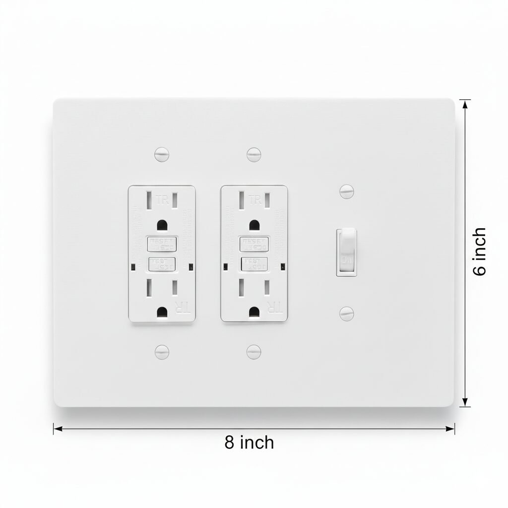 3 Gang Combination Toggle Light Switch + GFCI Outlet Wall Plate, 6x8 inch 2 Oversize Combination Electrical Wall Cover Plate Extra Large Jumbo GFCI Receptacle Outlet Rocker Decora Paddle Switch and Toggle Flip Light Switch 3 gang