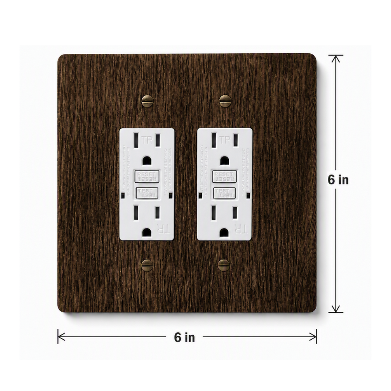 2-Gang GFCI / Decora Light Switch Cover - Hardwood - dark 6×6 inch 3 Decorative hardwood wall plate