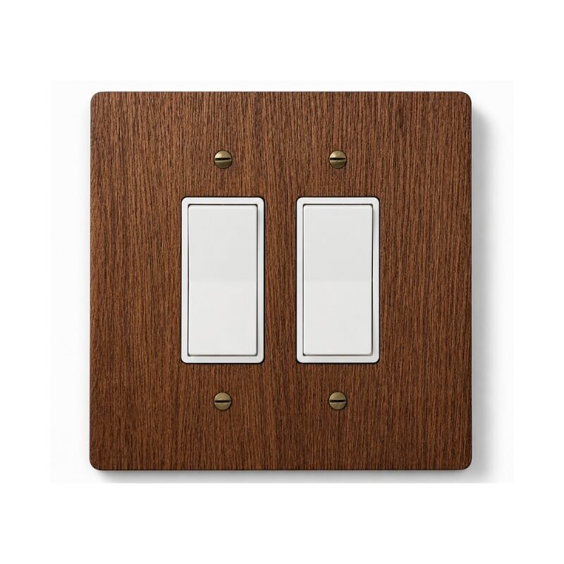 2-Gang GFCI / Decora Light Switch Cover - Hardwood - dark 6×6 inch 1 Decorative hardwood wall plate