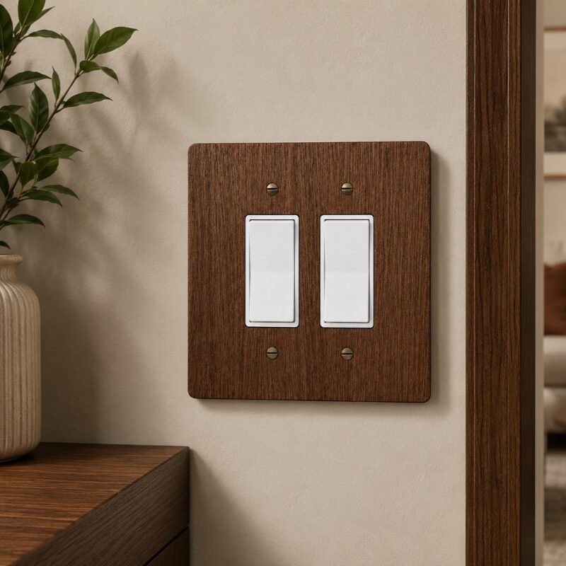 2-Gang GFCI / Decora Light Switch Cover - Hardwood - dark 6×6 inch 2 Decorative hardwood wall plate