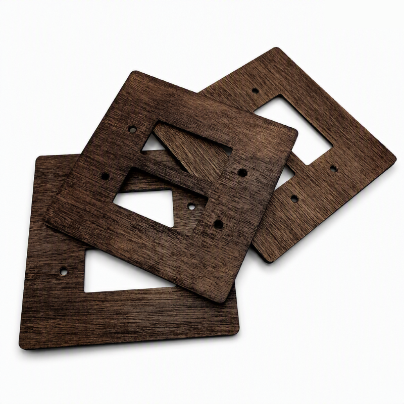 2-Gang GFCI / Decora Light Switch Cover - Hardwood - dark 6×6 inch 7 Decorative hardwood wall plate