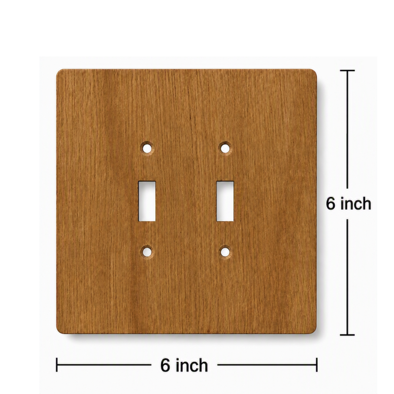 2-Gang Toggle Light Switch Cover - Hardwood, 6×6 inch 4 Decorative Hardwood Wall Plate