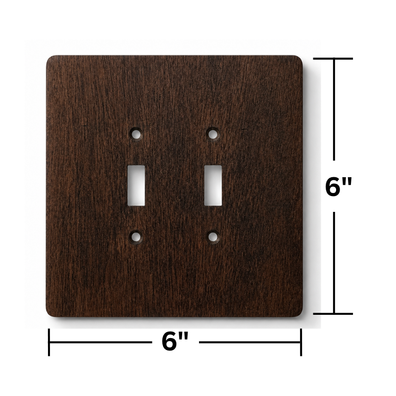 2-Gang Toggle Light Switch Cover | 6×6 inch | Hardwood, Walnut Finish 4 Decorative Hardwood Wall Plate