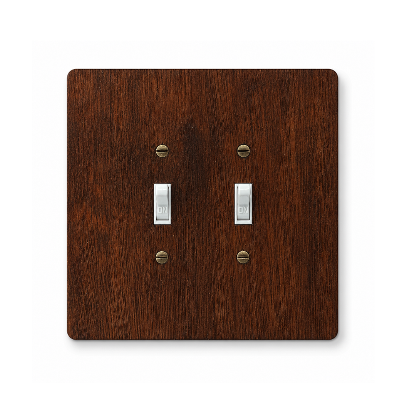 2-Gang Toggle Light Switch Cover | 6×6 inch | Hardwood, Walnut Finish 1 Decorative Hardwood Wall Plate