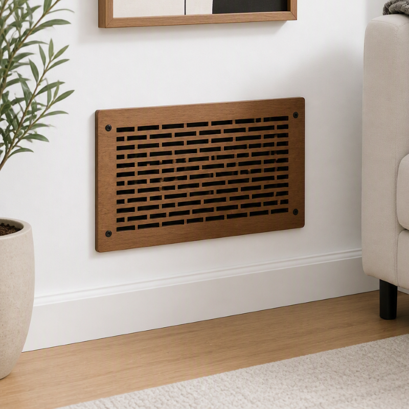 12x8 Air Vent Cover – Decorative Brick Pattern, Laminated Hardwood 3 decorative HVAC vent cover