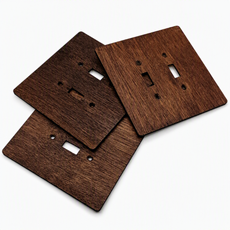 2-Gang Toggle Light Switch Cover | 6×6 inch | Hardwood, Walnut Finish 6 Decorative Hardwood Wall Plate